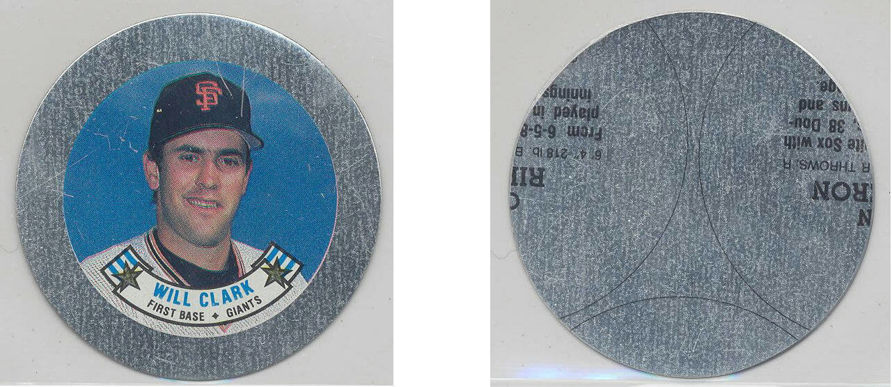 1988 Topps Baseball Coins Metal Proof Discs 038 Will Clark